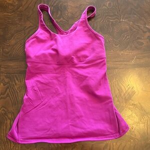 NWOT Lululemon Fuchsia Tank Top with Built-In Bra & Mesh Back Panel - Size 6
